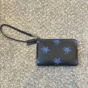 Coach Black Wristlet with Blue Star Print